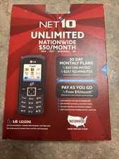 New Net 10 Unlimited LG320G Prepaid Cell Phone TracFone Bar Track Phone Black picture