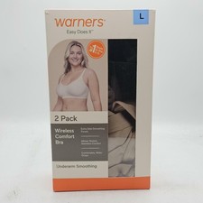 Warners Women's 2 PK Wireless Lightly Lined Seamless Bra, Size L, Nude/ Black picture