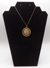 Large Vintage St Anthony & Baby Jesus Medal Pendant Necklace Diamond Cut Germany picture