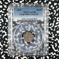 1835 U.S. 5 Cents Capped Bust Half Dime PCGS AU50 Lot#G3347 Silver Large Date picture