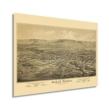 1876 Walla Walla Washington Map Poster - Old Map of Walla Walla Wall Art Print picture