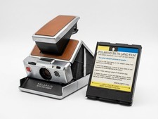 Vtg Polaroid SX-70 Original Folding Land Camera SLR Chrome Leather Clean Rollers picture