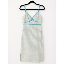 Express Slip Dress Womens 8 White Blue Striped Y2K Vintage Coquette Pinstripe picture