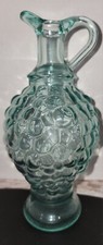Vintage Vetreria Etrusca Light Green Glass Grapes decanter Cruet Made in Italy picture