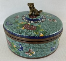 Chinese Cloisonné Box Jar Round 6 1/2