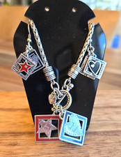 Brighton Hollywood Toggle Necklace Stars and Hearts Silver Retired 19