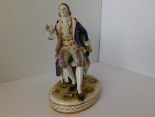 ANTIQUE VINTAGE DRESDEN VOLSTEDT FIGURE PORCELAIN - SCHOLAR - MINT - GERMANY picture