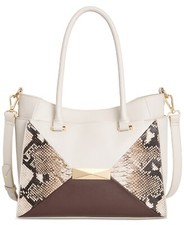 I.n.c. International Concepts Caitii  Shoulder Satchel Snake Ivory Brown Gold picture