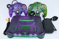 CUSTOM N64 Nintendo 64 Console FUNTASTIC PURPLE GREEN TRANSLUCENT COLOR 2 PLAYER picture