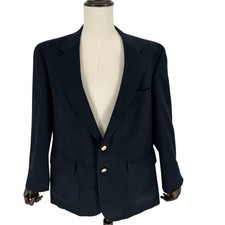Vintage Land's End Cashmere Navy Blazer 44R Gold Button USA Made picture