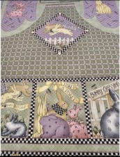 VTG  Debbie Mumm Springtime Rabbits Apron & Potholder Panel Mumms The Word picture