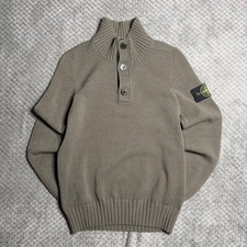 Stone Island Ribbed Collar Knit Sweater – Taupe/Green – Badge Detail picture