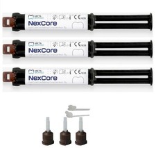 3 x META Dental NEXCORE Dual-Cured Core Build-Up Composite Resin 9gm Syr picture