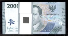 Indonesia Lot 100 Pcs Consecutive Bundle 2000 2,000 Rupiah P-163 2026/2022 UNC picture