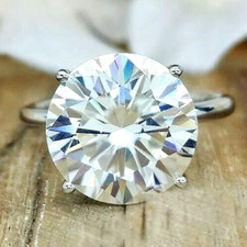 RARE 11.60 Ct Treated Off White Diamond Solitaire Ring In 925 Silver. Certified picture