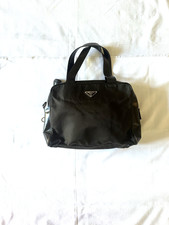 PRADA Small BLACK TESSUTO LIGHT NYLON & Borsa Leather Square purse DS29 picture