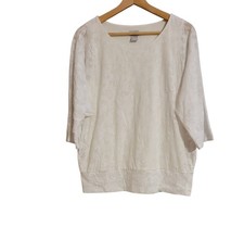 Chico's Top Large White Floral Burnout 3/4 Sleeve Stretch Blouse picture