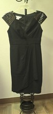 Maggy London  Black faux Wrap Stud Sleeve Dress Size 10 picture