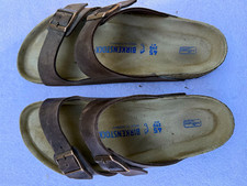 Birkenstock Arizona Men's Brown Leather Slide Sandals EU 45 US 12 Buckle picture