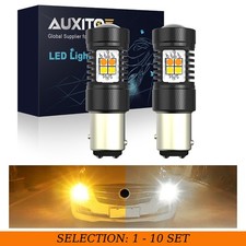 2-20X AUXITO LED Bulbs Switchback DRL Parking Turn Signal Amber White Dual Color picture
