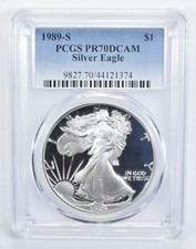 1989-S American Silver Eagle PR70 DCAM PCGS Blue Label picture