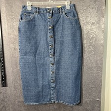 Westport Womens Blue Denim Button Front Maxi Skirt Size 16 100% Cotton NWT 32x34 picture