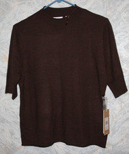 NWT CYRUS Knit Pullover Sweater Size Medium Dark brown Short sleeves Stretch picture