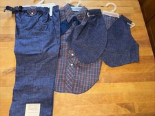 Vtg 70s/80s Bar-X-Ranch Denim/Blue Plaid Toddler 4 Pc Cowboy Outfit NOS Sample picture