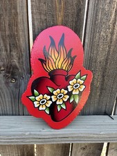 Sacred Heart Tattoo American Traditional Flash Woodcutout Sign picture