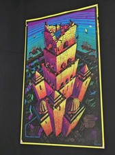 RARE Original late 1960s VICTORY TOWER Escher Blacklight Poster Hip Products picture