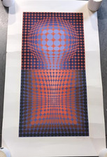 Damaged Victor Vasarely VP119 Signed And Numbered Screen print c1972 picture