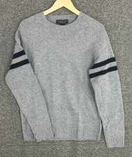 Bloomingdale’s Men’s Store 100% Merino Wool Striped Sleeve Sweater Crewneck picture