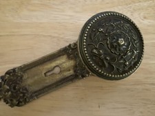 Antique Ornate Bronze Door Knob and Backplate picture