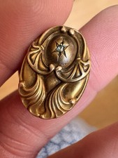 Antique 10K Gold Art Nouveau Single Cufflink Star Diamond Repurpose Replacement picture