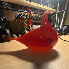 iittala Art Oiva Toikka Hand-blown Glass Red Cardinal Bird (broken crest) picture