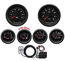 MOTOR METER RACING VD 6 Gauge Set GPS Speedometer MPH °F PSI White LED 85mm 52mm picture