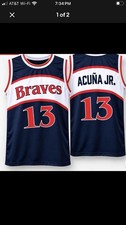 Atlanta Braves Ronald Acuna SGA Basketball Jersey Shirt size Large picture