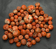 200 Crt Mediterranean Old Stock Coral Beads Lot-Natural Red Coral Rondell Beads picture