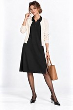 Y2K Isaac Mizrahi Black Polo Midi Dress S Minimalist Mod 3/4 Sleeve Office Chic picture