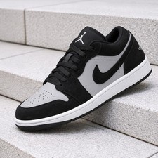 Nike Air Jordan 1 Low Black Light Smoke Grey White 553558-048 Men's Size New picture