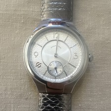 Philip Stein Signature Classic Small Round 35mm Watch Silver Dial Leather strap picture