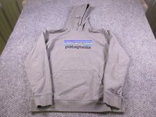 Patagonia Hoodie Mens Large Gray Pullover Fleece Sweatshirt Kangaroo P-6 Logo picture