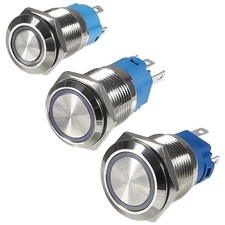 2PCS 16mm 12V/24V Metal Latching Push Button Switch SPDT  Waterproof Car RV Tru picture