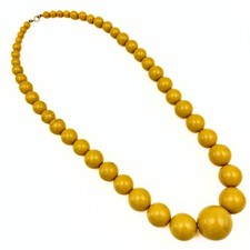 Vintage Egg Yolk Graduated Bead Butterscotch Celluloid Necklace  picture
