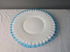 VTG. Fenton Aqua Crest Ruffled Milk Glass Plate Rare 1948-1954 11.5 “ Wide Rim picture