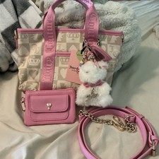 NWT Juicy Couture Sweet Break Time Fabric Mini Crossbody Tote - Sandstone Pink picture