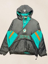 Miami Dolphins Vintage Starter Quarter Zip Puffer Winter Coat Men’s XL NFL picture
