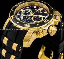 Invicta Mens PRO DIVER SCUBA Chronograph Black Dial Elegant Fashion Gold Watch picture