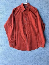 Van Heusen Men’s Rust Red Long Sleeve Button Down Dress Shirt Size L 16 34/35 picture