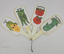 Vintage 1988 Peepers Garden Sign Markers 4pc Cartoon Smiling Vegetables picture